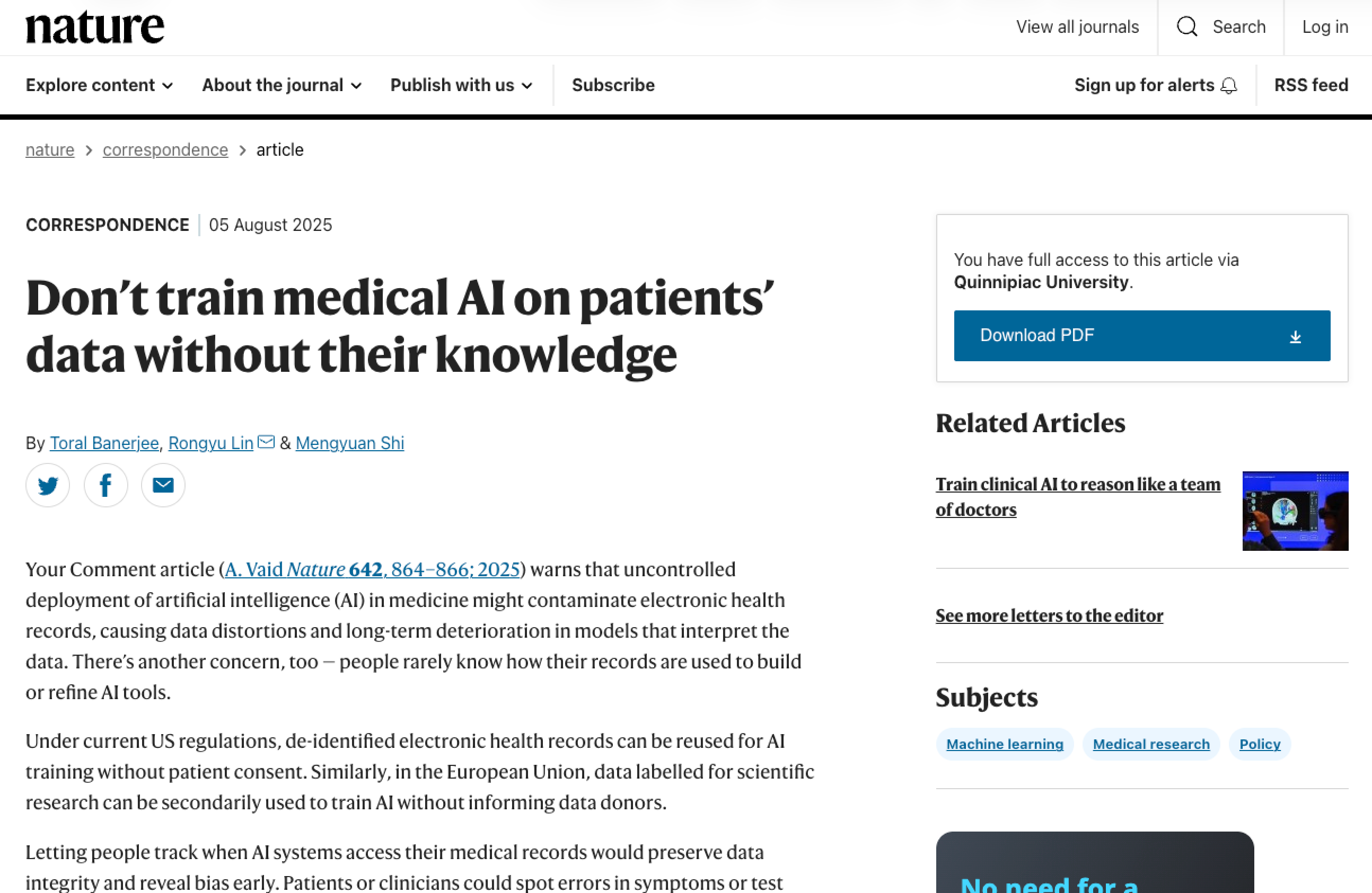 Nature Publication Screenshot